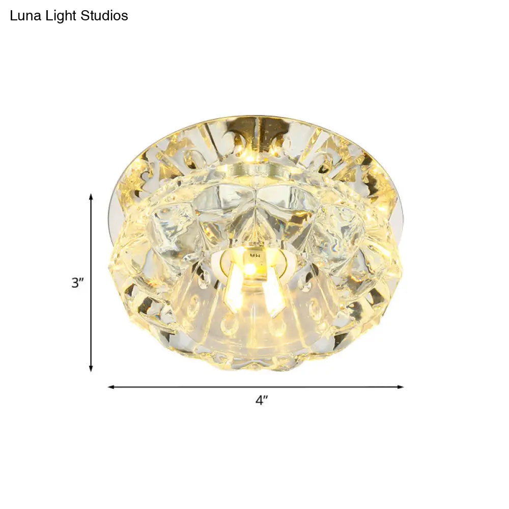 Modern Flower Flush Mount Led Crystal Ceiling Lamp For Corridor