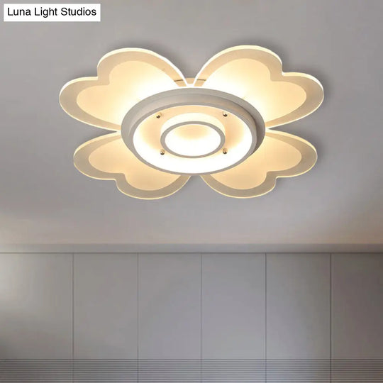 Modern Flower Flush-Mount Led Light Fixture In White With Warm/White 16/19.5 W