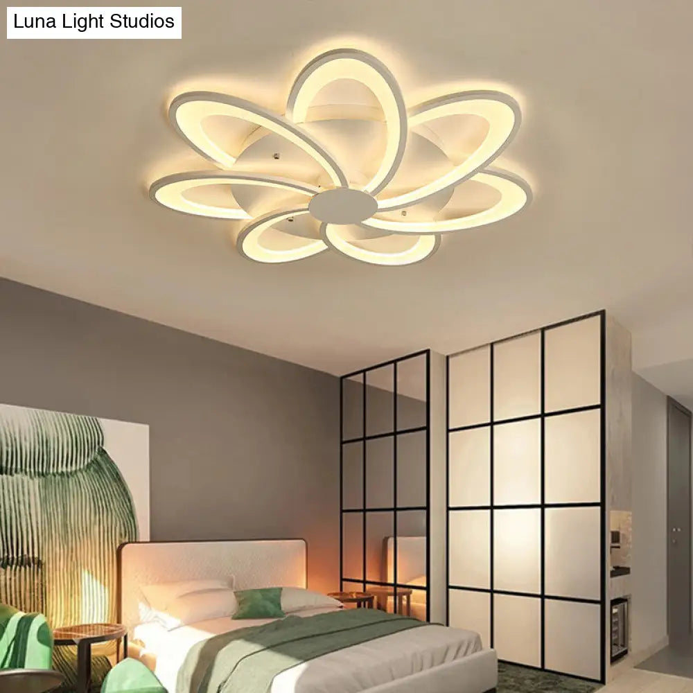 Modern Flower Flushmount Lighting - Acrylic 6/7/8-Light Ceiling Fixture For Bedroom Warm Or White