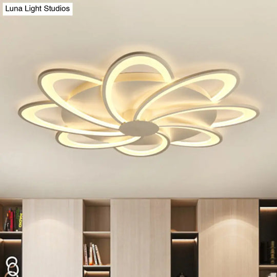 Modern Flower Flushmount Lighting - Acrylic 6/7/8-Light Ceiling Fixture For Bedroom Warm Or White