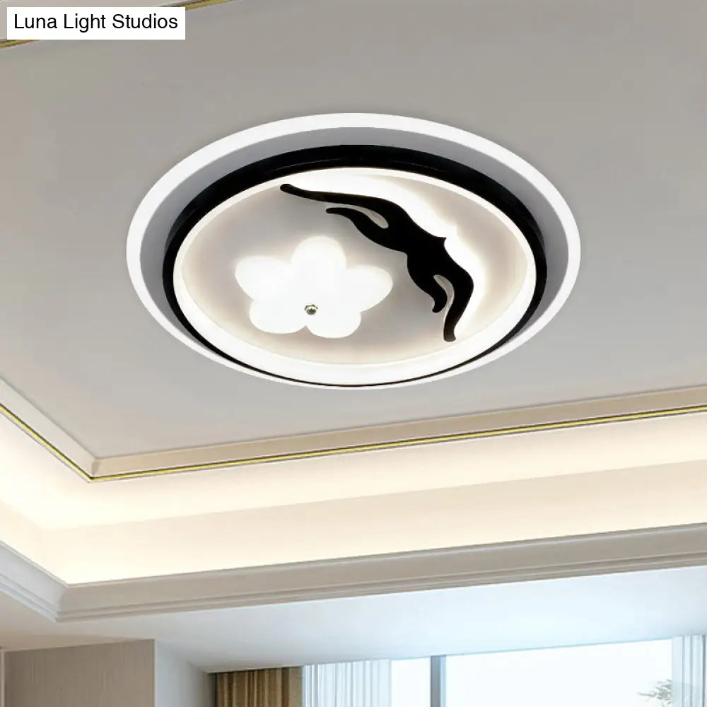 Modern Flower - Inspired Black Acrylic Led Flush Mount Light For Bedroom (Customizable In 15 Days)