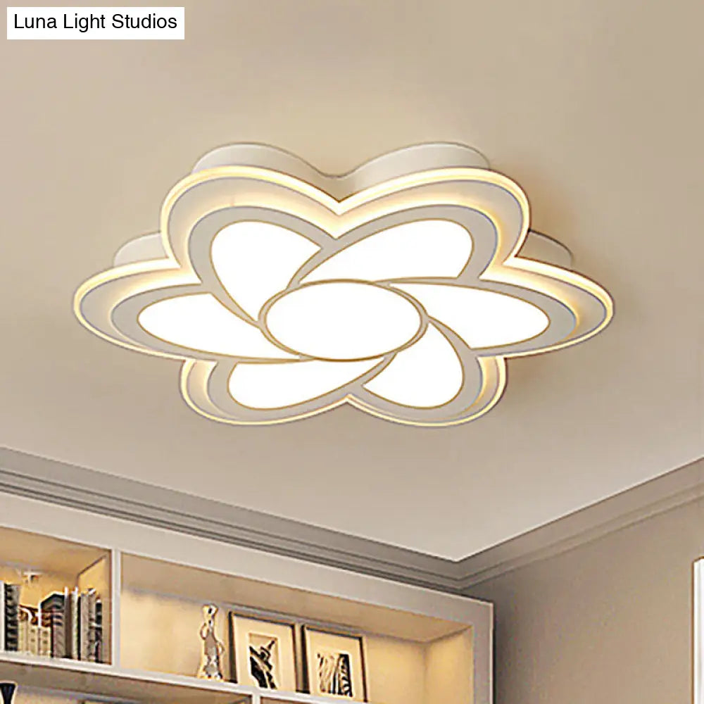 Modern Flower Metal Ceiling Light With Led Acrylic Diffuser Warm/White 16.5/20.5/24.5 Dia White /