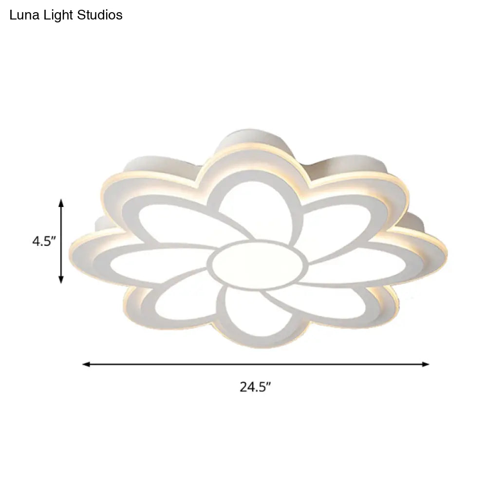 Modern Flower Metal Ceiling Light With Led Acrylic Diffuser Warm/White 16.5’/20.5’/24.5’ Dia