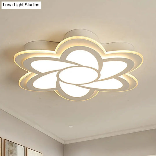 Modern Flower Metal Ceiling Light With Led Acrylic Diffuser Warm/White 16.5/20.5/24.5 Dia