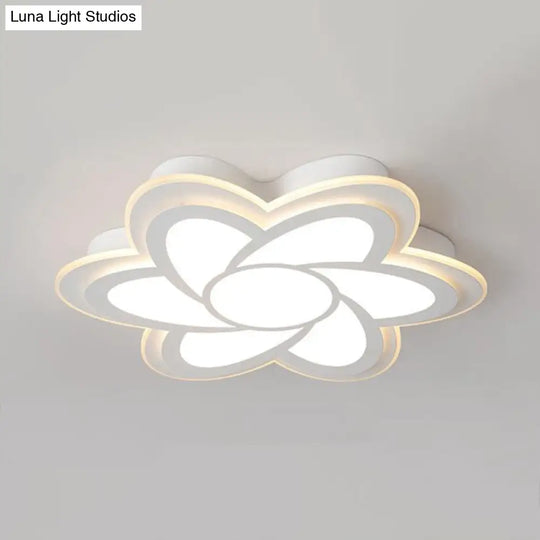 Modern Flower Metal Ceiling Light With Led Acrylic Diffuser Warm/White 16.5’/20.5’/24.5’ Dia