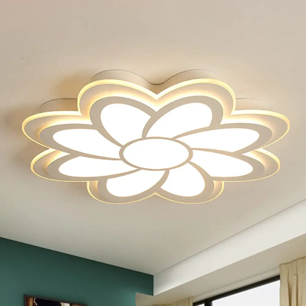 Modern Flower Metal Ceiling Light With Led Acrylic Diffuser Warm/White 16.5’/20.5’/24.5’ Dia