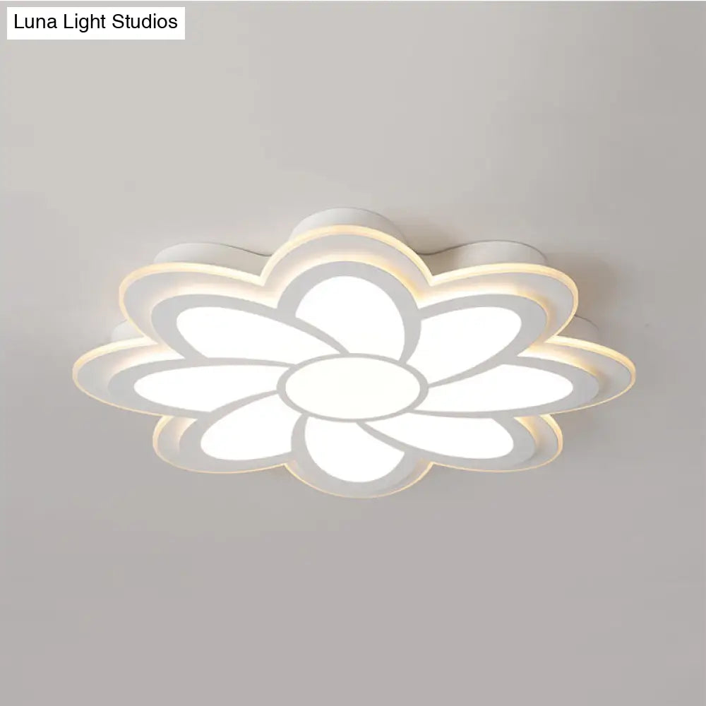 Modern Flower Metal Ceiling Light With Led Acrylic Diffuser Warm/White 16.5’/20.5’/24.5’ Dia