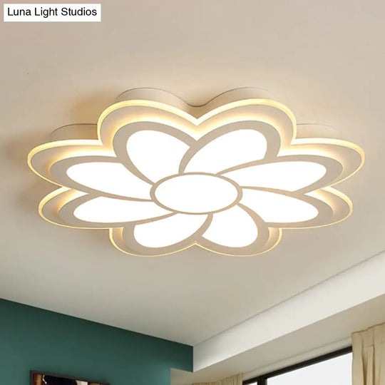 Modern Flower Metal Ceiling Light With Led Acrylic Diffuser Warm/White 16.5/20.5/24.5 Dia White /