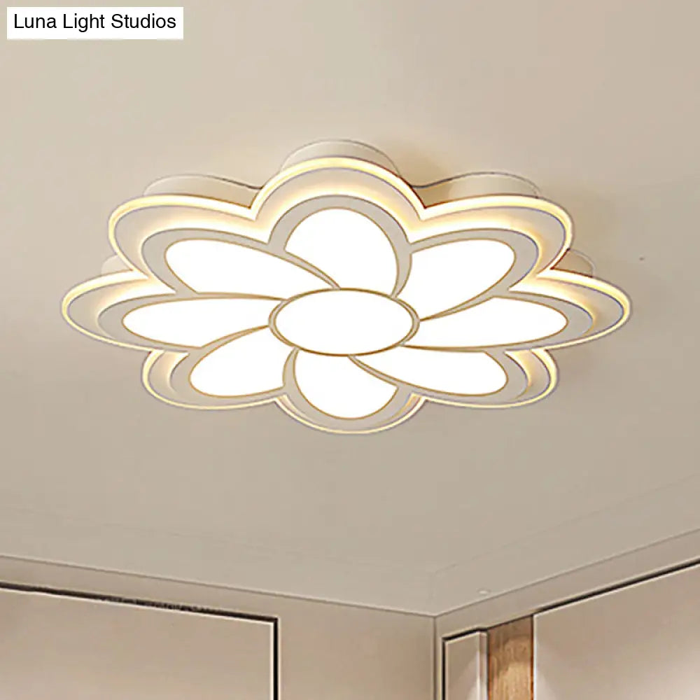 Modern Flower Metal Ceiling Light With Led Acrylic Diffuser Warm/White 16.5’/20.5’/24.5’ Dia