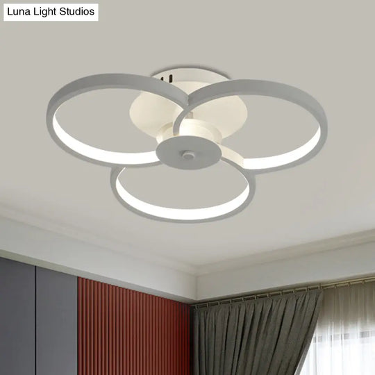 Modern Flower Metal Led Ceiling Light In 18/21.5 - Black/White With Warm/White/Natural Options
