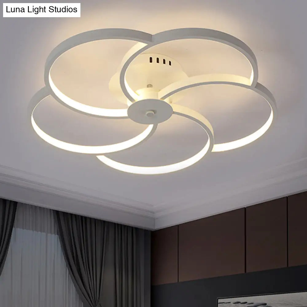 Modern Flower Metal Led Ceiling Light In 18/21.5 - Black/White With Warm/White/Natural Options