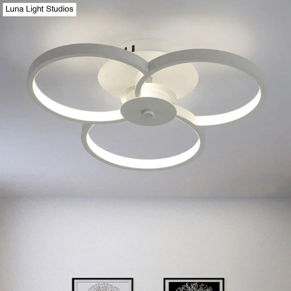 Modern Flower Metal Led Ceiling Light In 18/21.5 - Black/White With Warm/White/Natural Options White