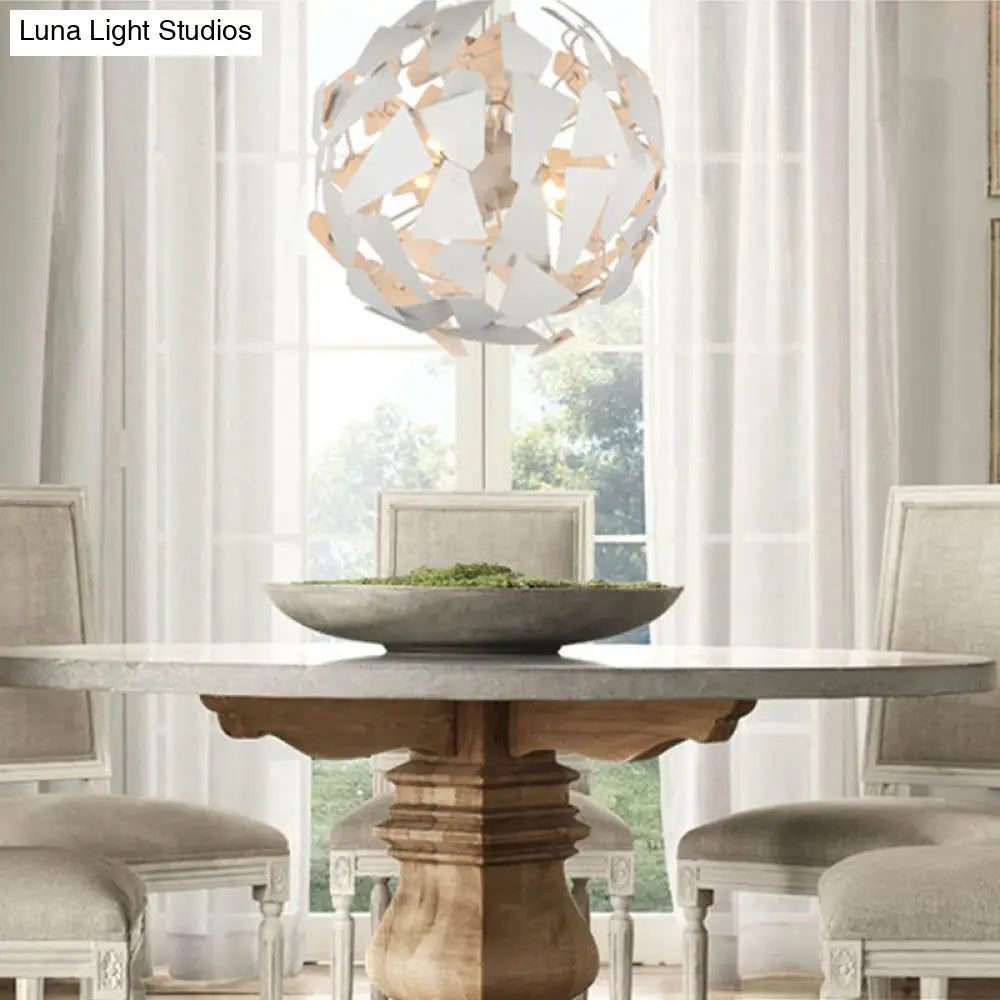 Modern Flower Shape Chandelier Pendant Light - White Metal 12 Lights