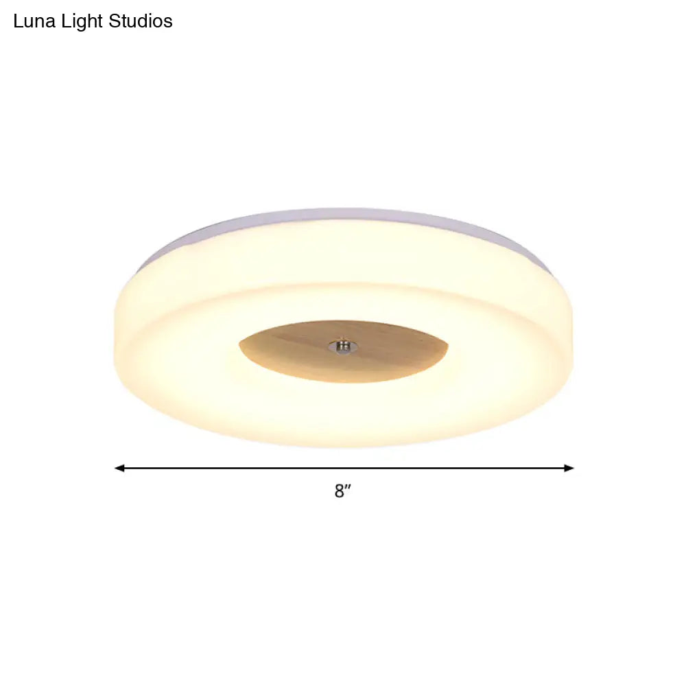 Modern Flush Ceiling Light - Wood And Acrylic Construction Led 8’/13’/15’/19’ Wide Warm