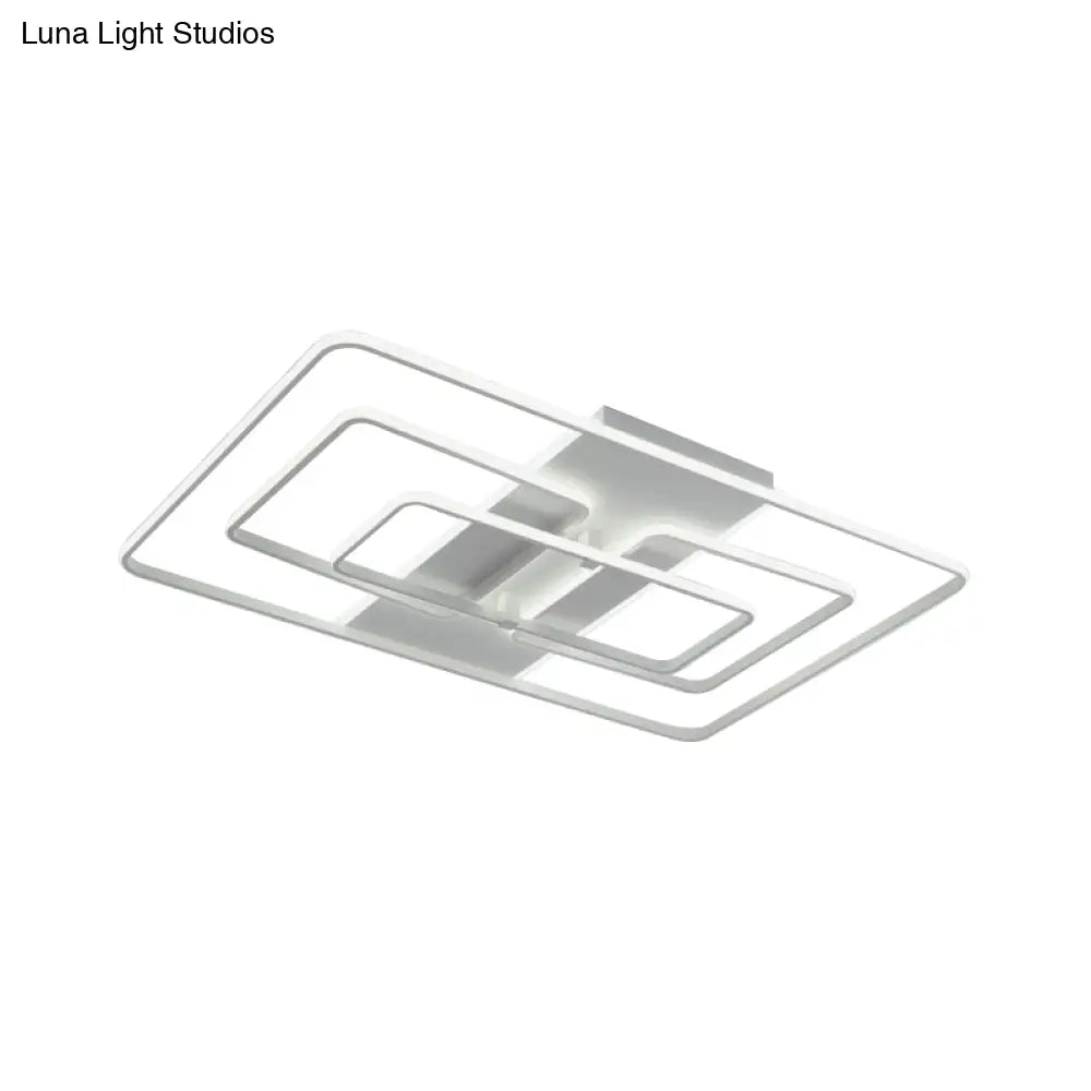 Modern Flush Mount Acrylic Frame With Led Lighting - Rectangle White/Black Warm/White Light
