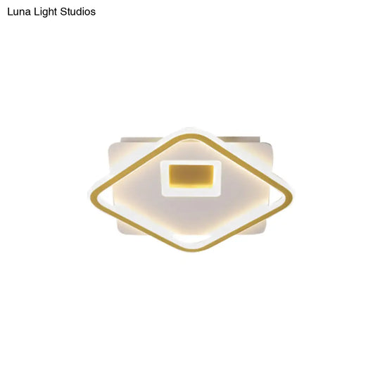 Modern Flush Mount Ceiling Light Fixture In Gold With Acrylic Led 16.5/20.5 Width