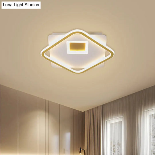 Modern Flush Mount Ceiling Light Fixture In Gold With Acrylic Led 16.5/20.5 Width