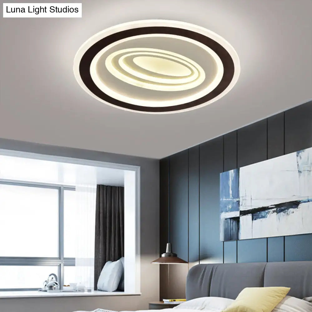 Modern Flush Mount Ceiling Light With Acrylic Led Black & White 3-Gear Settings