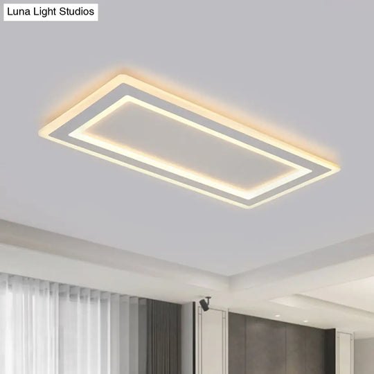 Modern Flush Mount Ceiling Light With Thin Acrylic Frame - Warm/White Led Indoor Lighting