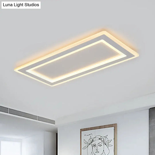 Modern Flush Mount Ceiling Light With Thin Acrylic Frame - Warm/White Led Indoor Lighting