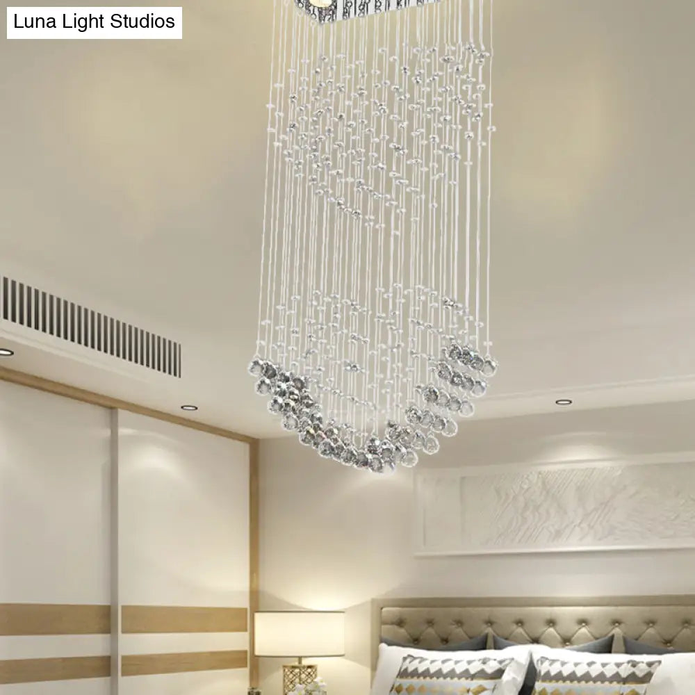 Modern Flush Mount Crystal Heart Ceiling Light Fixture - 3 Heads Nickel Finish