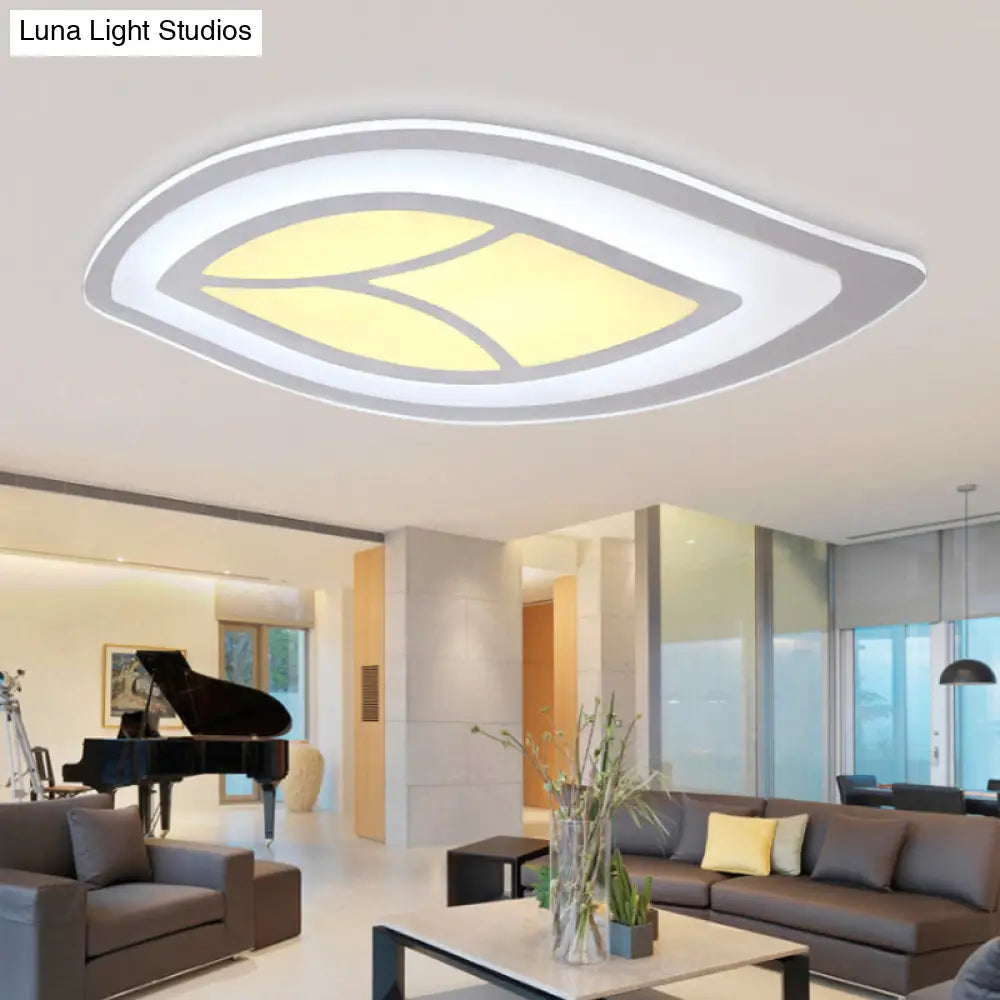 Modern Flush Mount Leaf Ceiling Light: 21.5’/35.5’/39’ Acrylic Wide In Warm/White For Bedroom