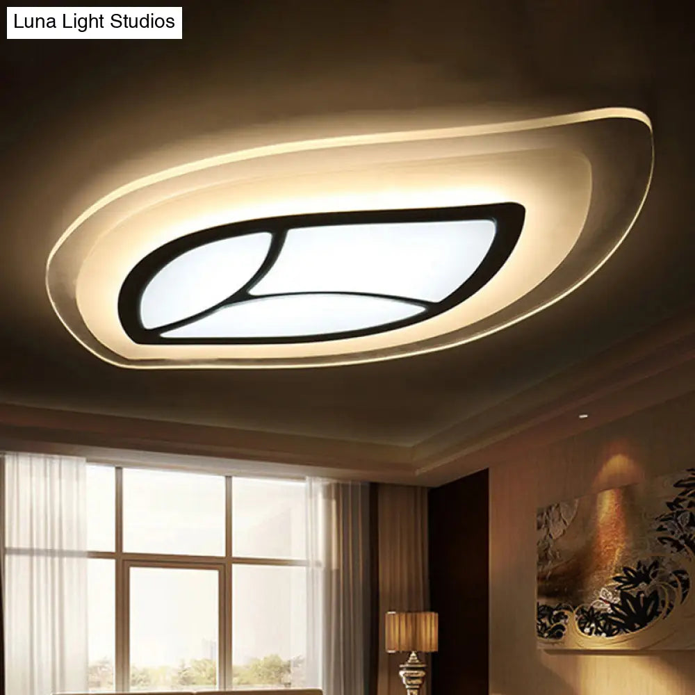Modern Flush Mount Leaf Ceiling Light: 21.5/35.5/39 Acrylic Wide In Warm/White For Bedroom Lighting