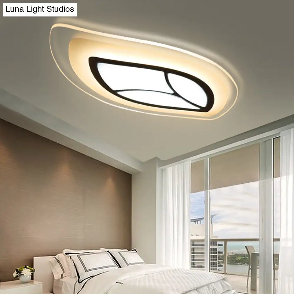 Modern Flush Mount Leaf Ceiling Light: 21.5/35.5/39 Acrylic Wide In Warm/White For Bedroom Lighting