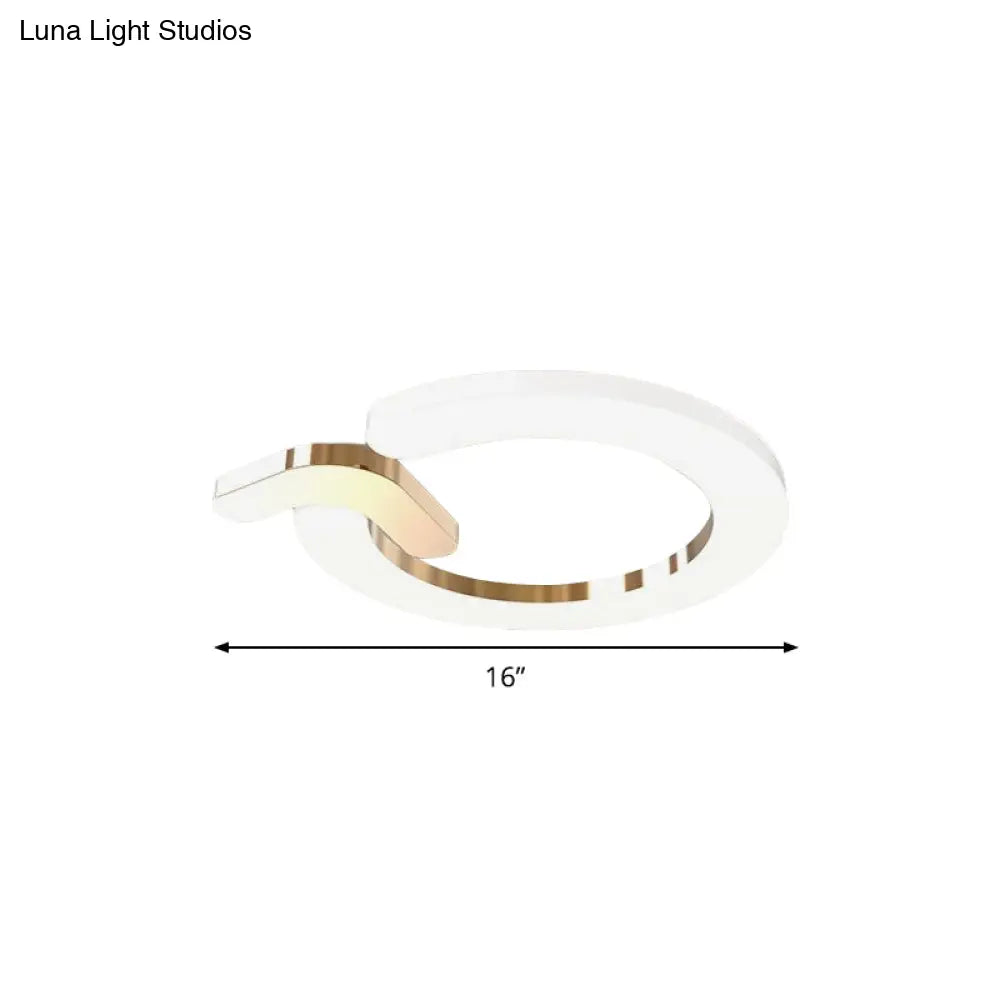 Modern Flush Mount Led Ceiling Lamp In Gold - Simple Circle Design 16/23.5 Metallic Finish