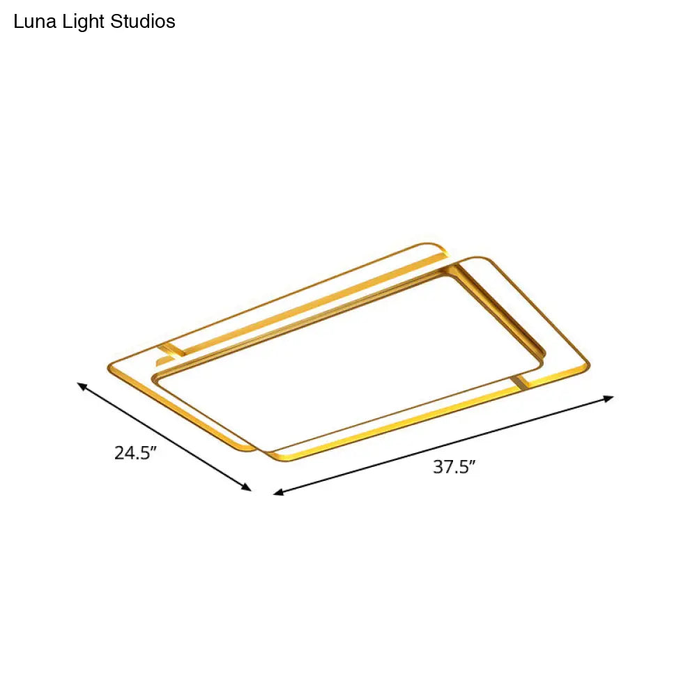 Modern Flush Mount Led Ceiling Lamp In Gold With Acrylic Shade - Warm/White/3 Color Light Options