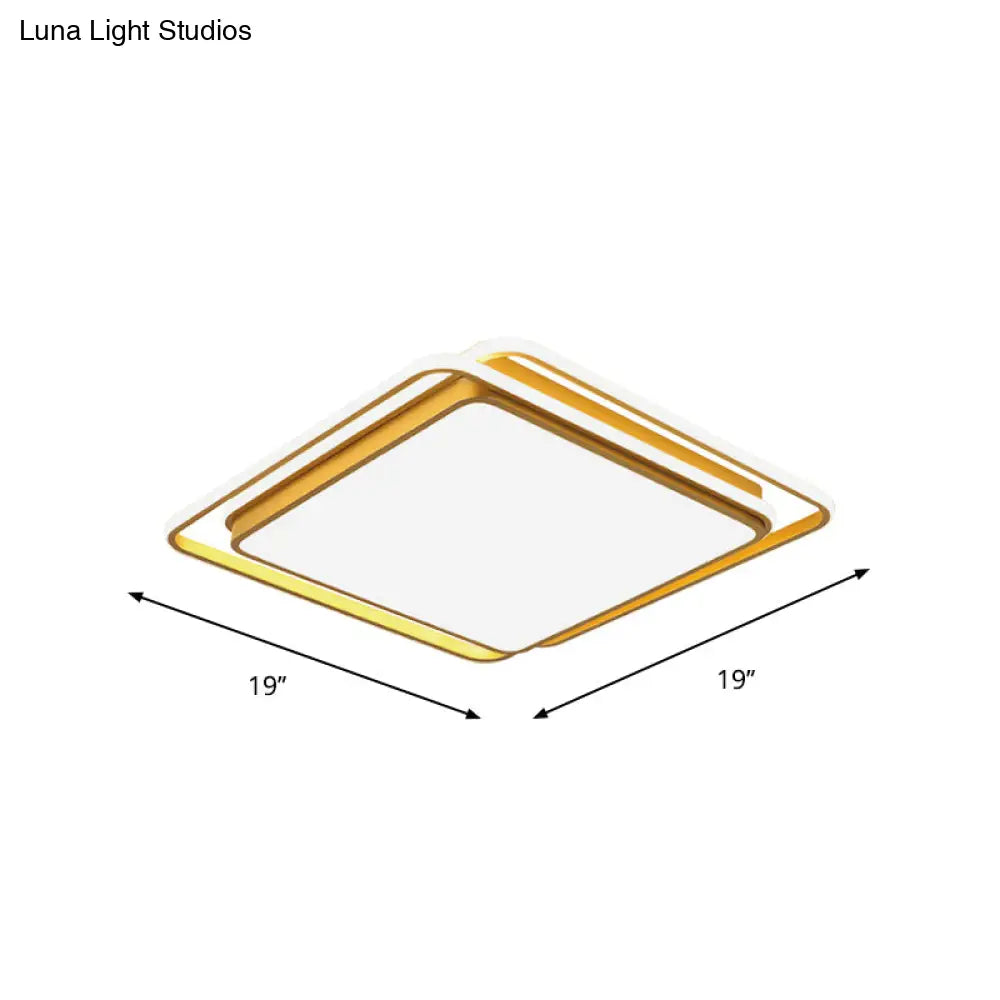 Modern Flush Mount Led Ceiling Lamp In Gold With Acrylic Shade - Warm/White/3 Color Light Options