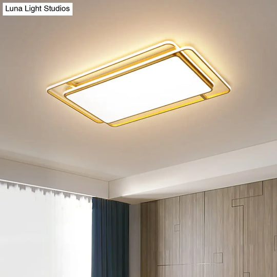 Modern Flush Mount Led Ceiling Lamp In Gold With Acrylic Shade - Warm/White/3 Color Light Options