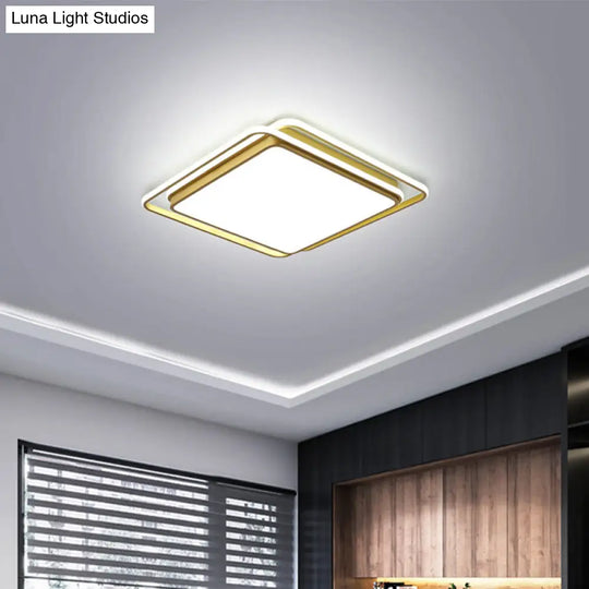 Modern Flush Mount Led Ceiling Lamp In Gold With Acrylic Shade - Warm/White/3 Color Light Options