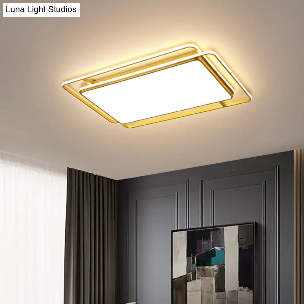 Modern Flush Mount Led Ceiling Lamp In Gold With Acrylic Shade - Warm/White/3 Color Light Options