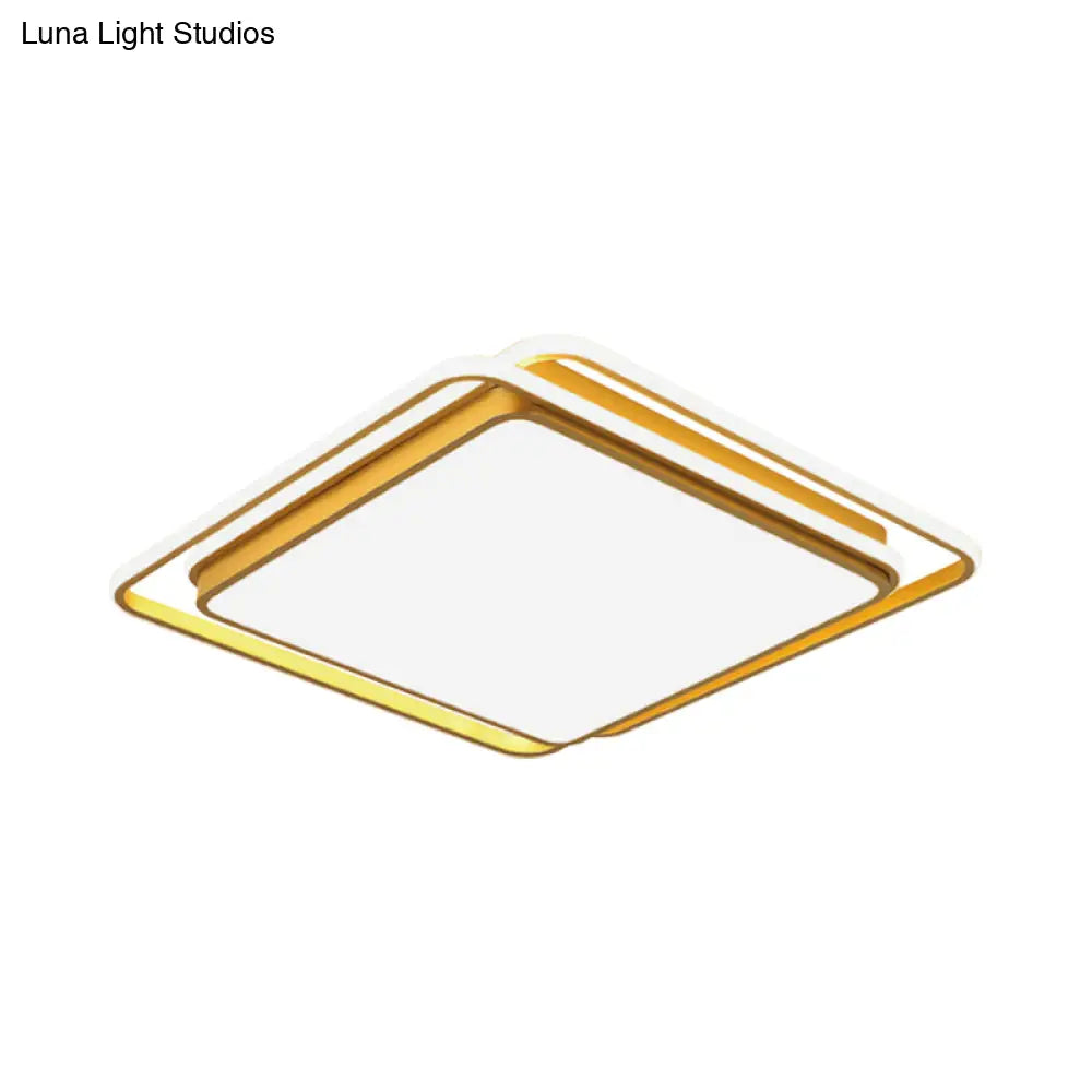 Modern Flush Mount Led Ceiling Lamp In Gold With Acrylic Shade - Warm/White/3 Color Light Options