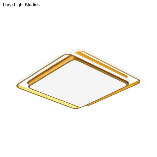 Modern Flush Mount Led Ceiling Lamp In Gold With Acrylic Shade - Warm/White/3 Color Light Options