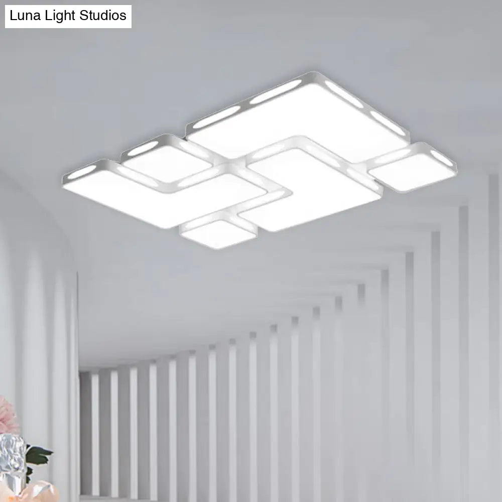 Modern Flush Mount Led Ceiling Light For Bedroom - White Acrylic Warm/White Lighting
