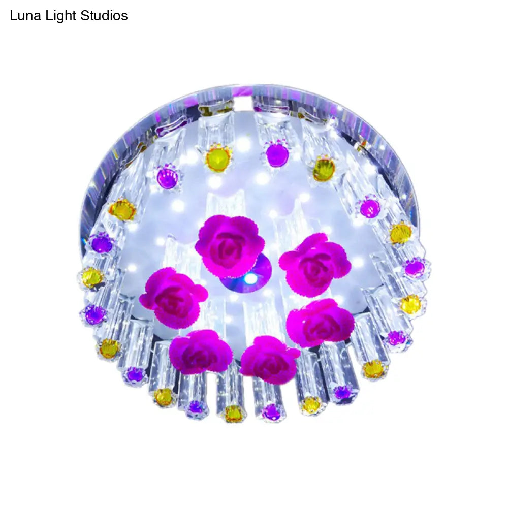 Modern Flush Mount Led Spotlight Crystal Ceiling Lamp - Simple Blossom Design