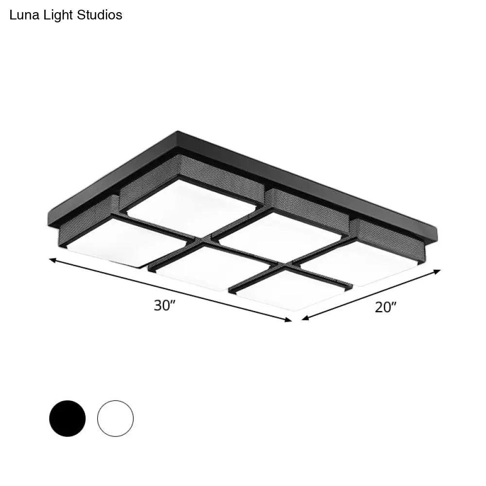 Modern Flush Mount Light With Acrylic Panels - Black/White 6/9 Lights Warm/White Living Room Ceiling