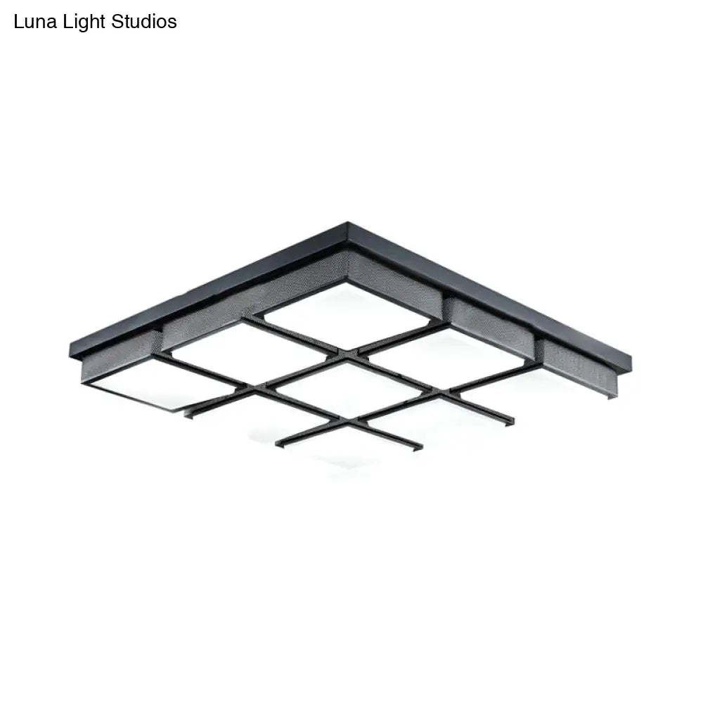 Modern Flush Mount Light With Acrylic Panels - Black/White 6/9 Lights Warm/White Living Room Ceiling