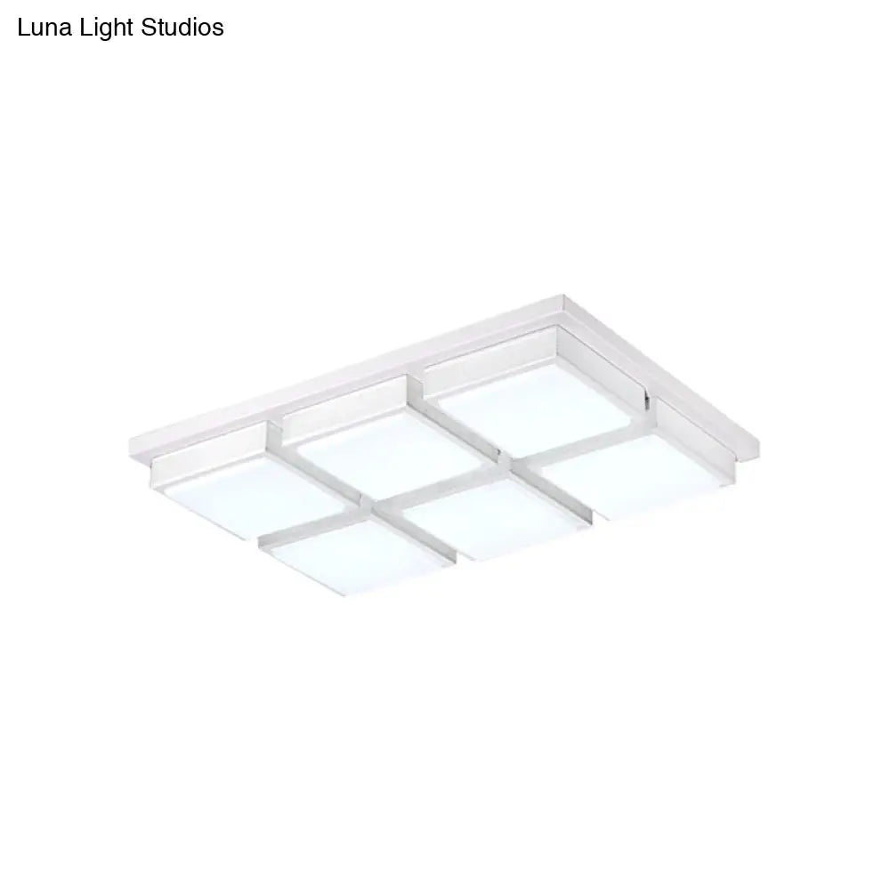 Modern Flush Mount Light With Acrylic Panels - Black/White 6/9 Lights Warm/White Living Room
