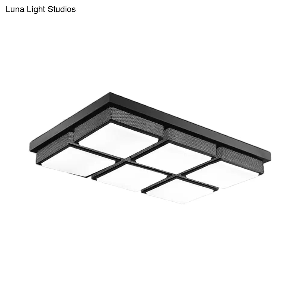 Modern Flush Mount Light With Acrylic Panels - Black/White 6/9 Lights Warm/White Living Room