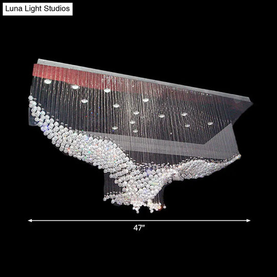 Modern Flush Mount Stainless Steel Crystal Bird Ceiling Light - 11/14 Heads