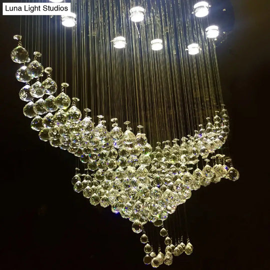 Modern Flush Mount Stainless Steel Crystal Bird Ceiling Light - 11/14 Heads 11 / Stainless-Steel