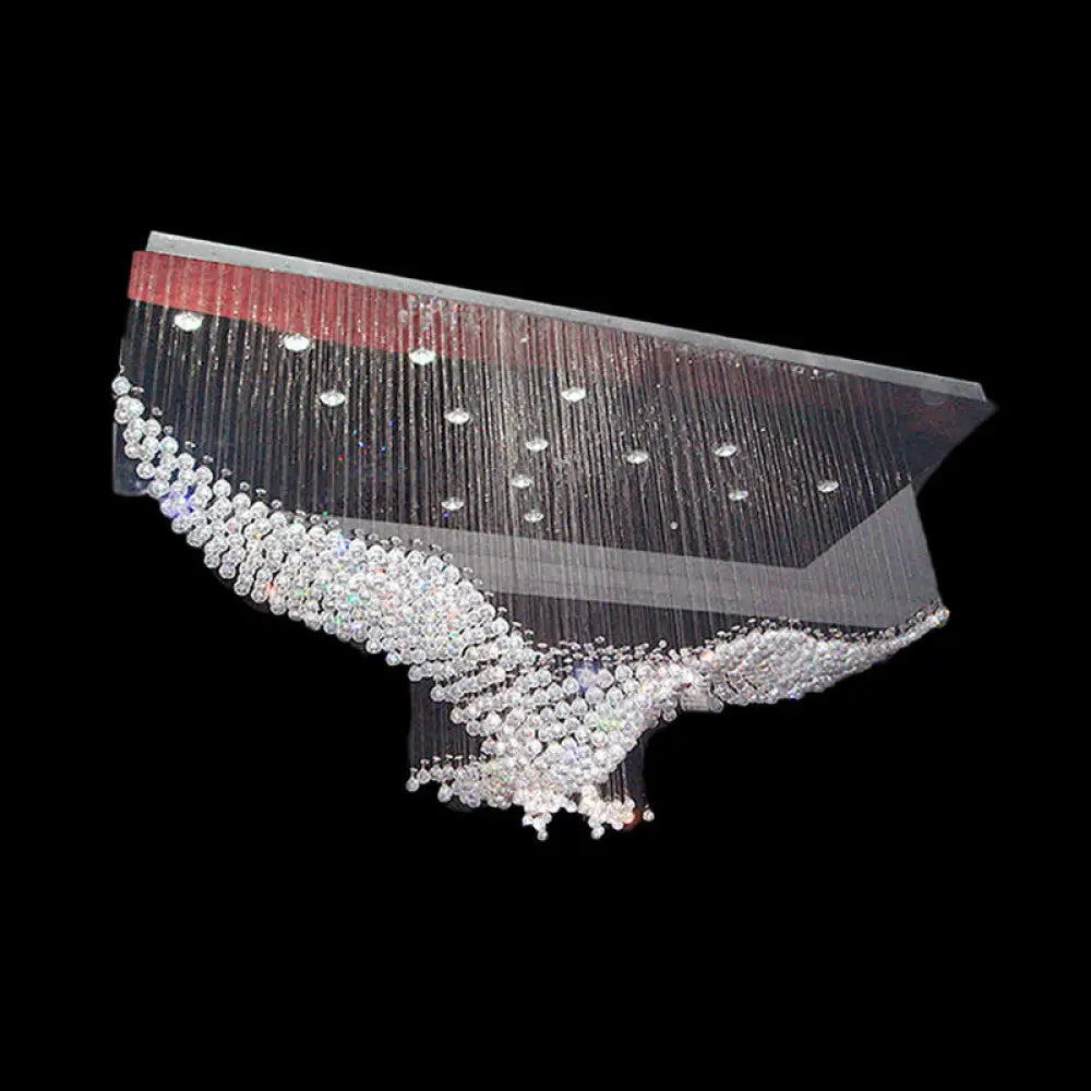 Modern Flush Mount Stainless Steel Crystal Bird Ceiling Light - 11/14 Heads 14 / Stainless-Steel