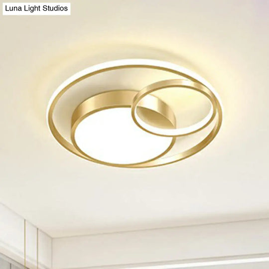 Modern Flushmount Led Ceiling Light Fixture | Stylish Ring Design For Bedrooms Metal Flush Mount