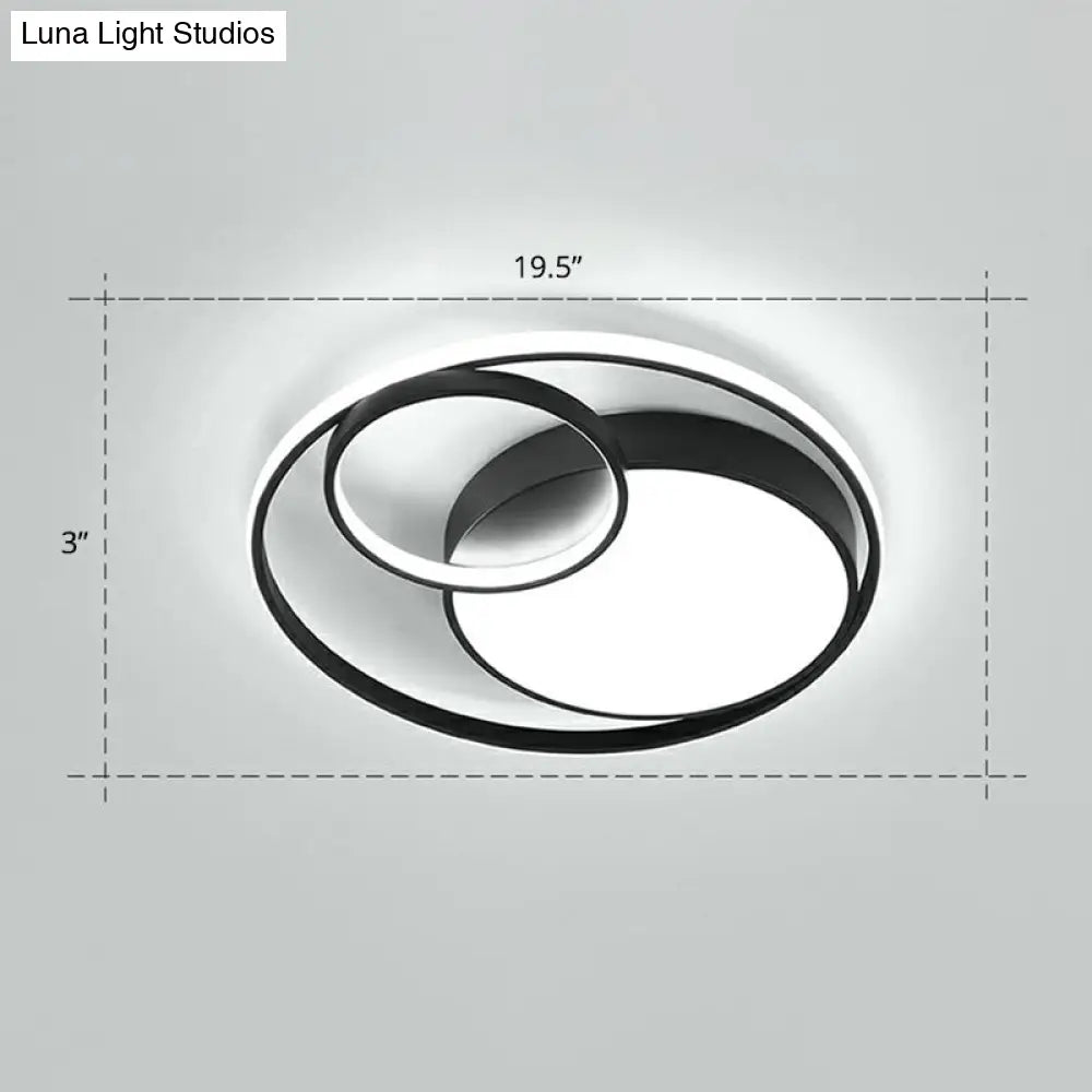 Modern Flushmount Led Ceiling Light Fixture | Stylish Ring Design For Bedrooms Metal Flush Mount