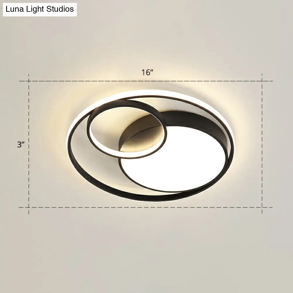 Modern Flushmount Led Ceiling Light Fixture | Stylish Ring Design For Bedrooms Metal Flush Mount