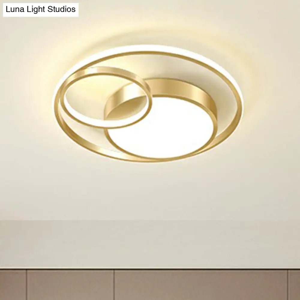 Modern Flushmount Led Ceiling Light Fixture | Stylish Ring Design For Bedrooms Metal Flush Mount