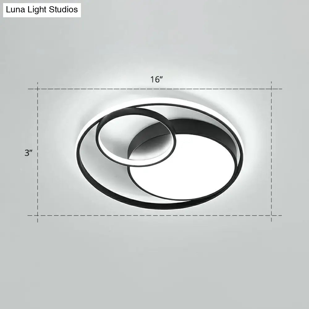 Modern Flushmount Led Ceiling Light Fixture | Stylish Ring Design For Bedrooms Metal Flush Mount